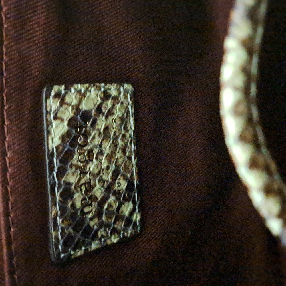 Margot Lina Flap Satchel Snake Print Embossed Leather Bag - Picture 9 of 10